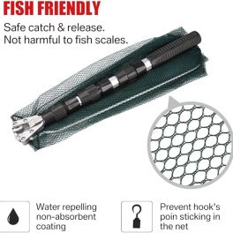 Landing Net Fishing, Telescopic Landing Net 130 cm, Landing Net Fishing Net with Foldable Fishing Net, Durable Nylon Braid Fishing Accessories for Adults and Children